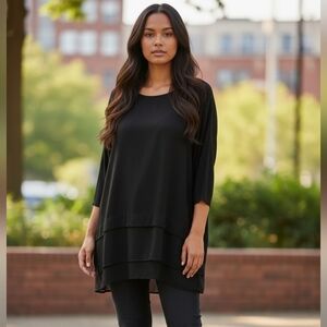 Chico's Elegant Black Tunic Top w Chiffon Bottom